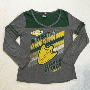University of Oregon Ducks Quack Attack Long Sleeve V Neck‎ T Shirt Women's